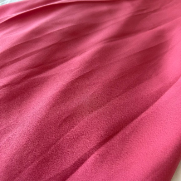 Candy Pink Asymmetrical Sleeveless Cocktail Midi Summer Dress - Picture 2 of 5